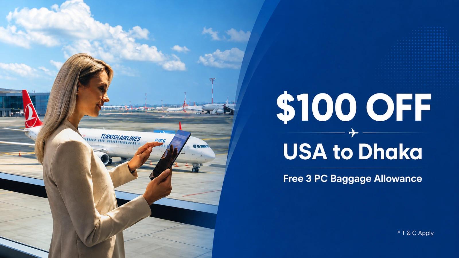 $100 Off Turkish Airlines 4+ Tickets & 3-Piece Baggage + Free Hotel
