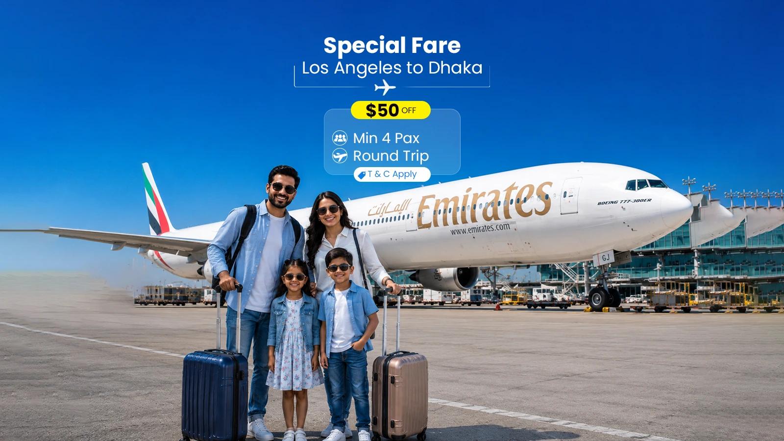 Los Angeles to Dhaka Emirates Special Fare – $50 OFF