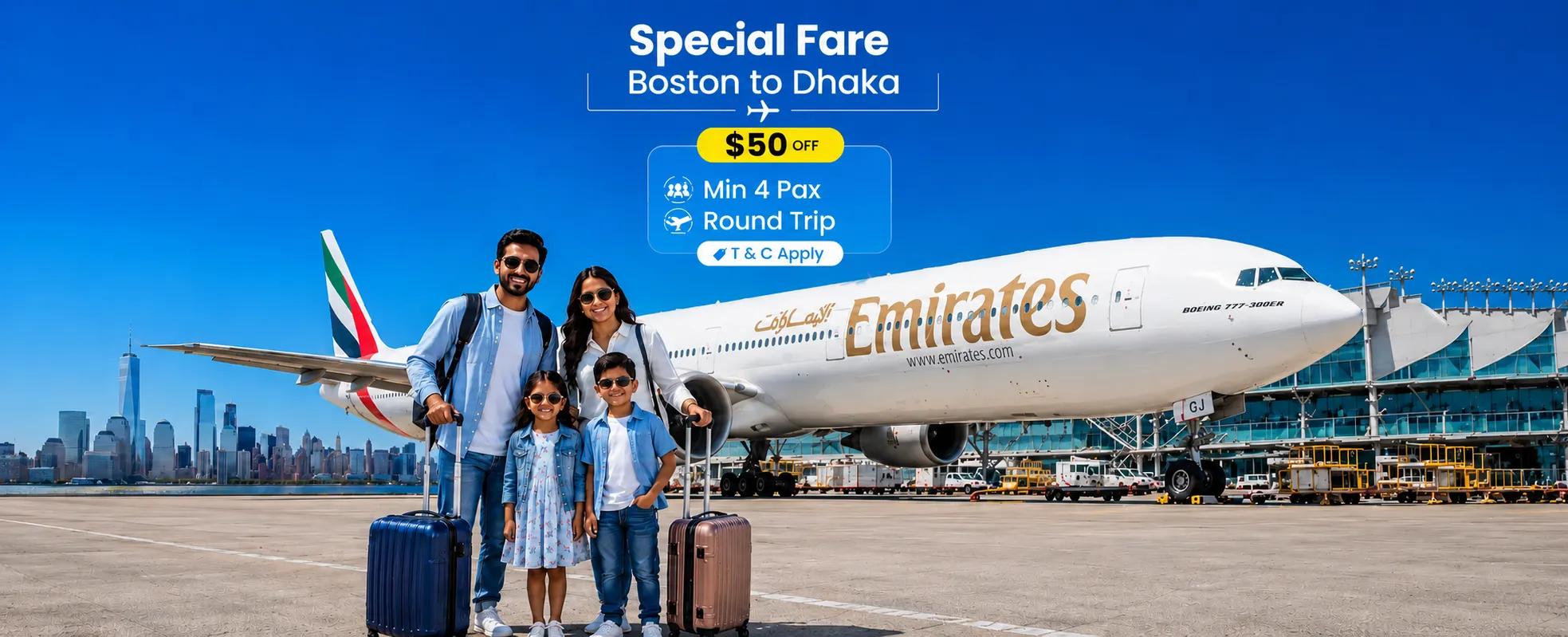 Boston to Dhaka offer